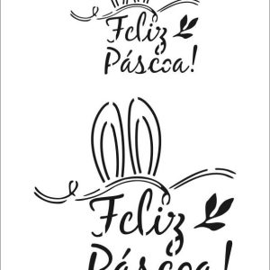 Stencil Feliz Páscoa 069 - 20x30cm