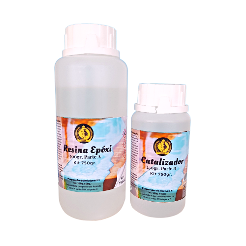 Kit Resina Epóxi 750grs(500g Parte A + 250g Parte B)