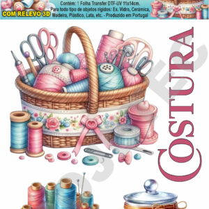 Transfer DTF-UV Costura c/ Relevo 3D - 11x14cm