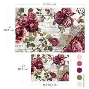 Papel para Decoupage Dupla Face Crimson Elegance, 2 Folhas - 48,3 x 76,2 cm - 29,7 x 41,9 cm