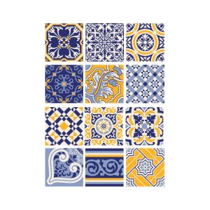 Papel de Arroz Azulejos Azul/Amarelo/PA724 - 30x41cm